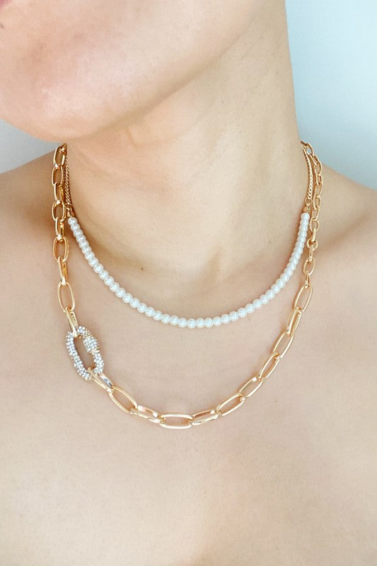 Layered Pearl Necklace Set