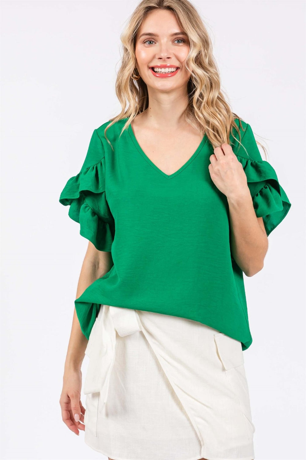 Georgia Short Sleeve V-Neck Blouse