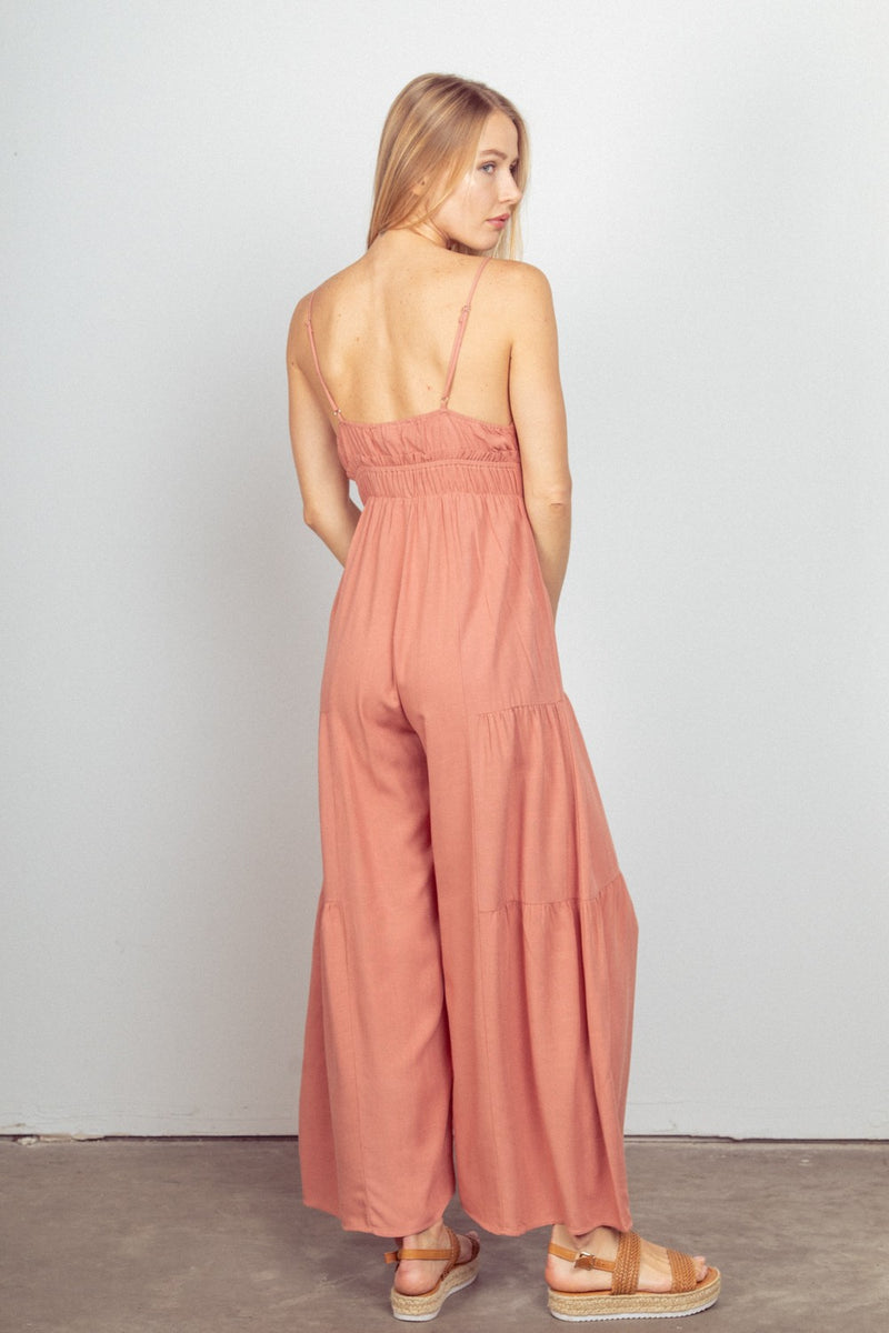 Tina Ruched Wide Leg Jumpsuit