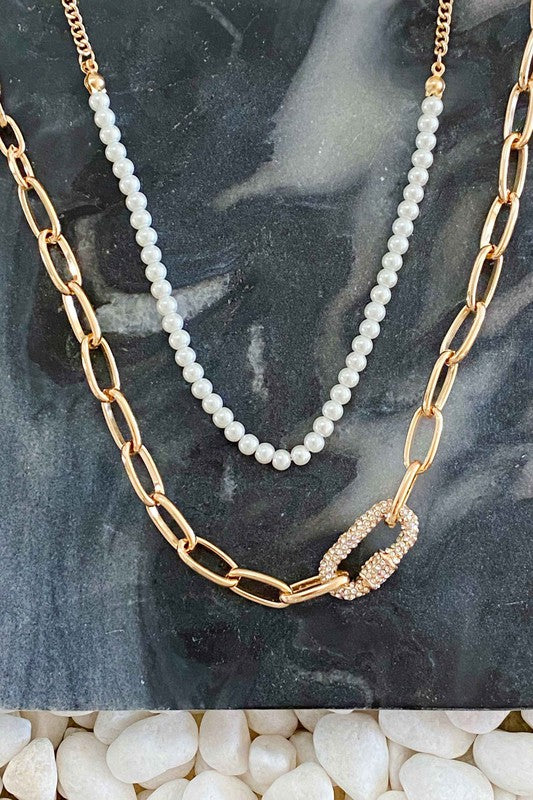 Layered Pearl Necklace Set