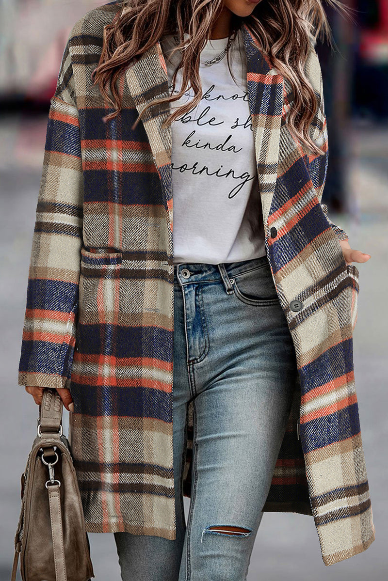 Plaid Button Up Lapel Jacket