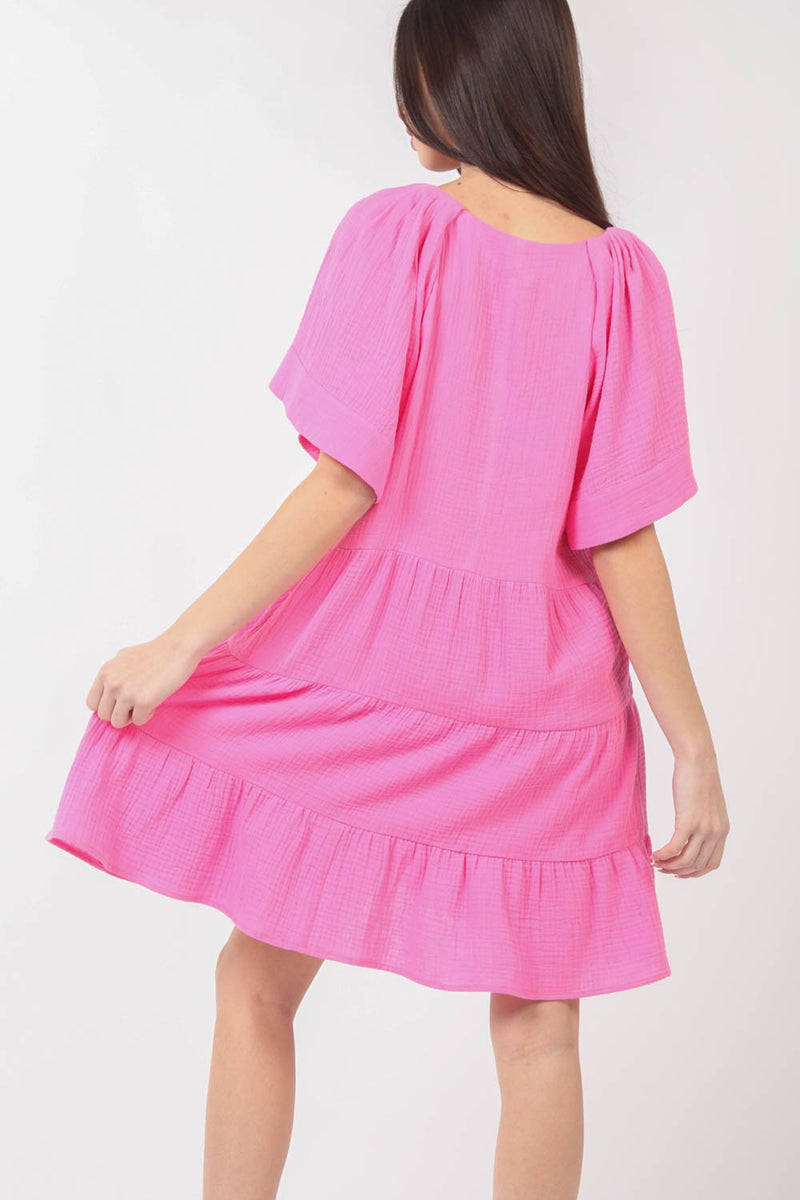 Jen V-Neck Ruffled Tiered Dress