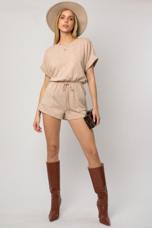 Ginger Roll-up Sleeve Waist Romper - Zen Boutique : Designs For A Lifetime