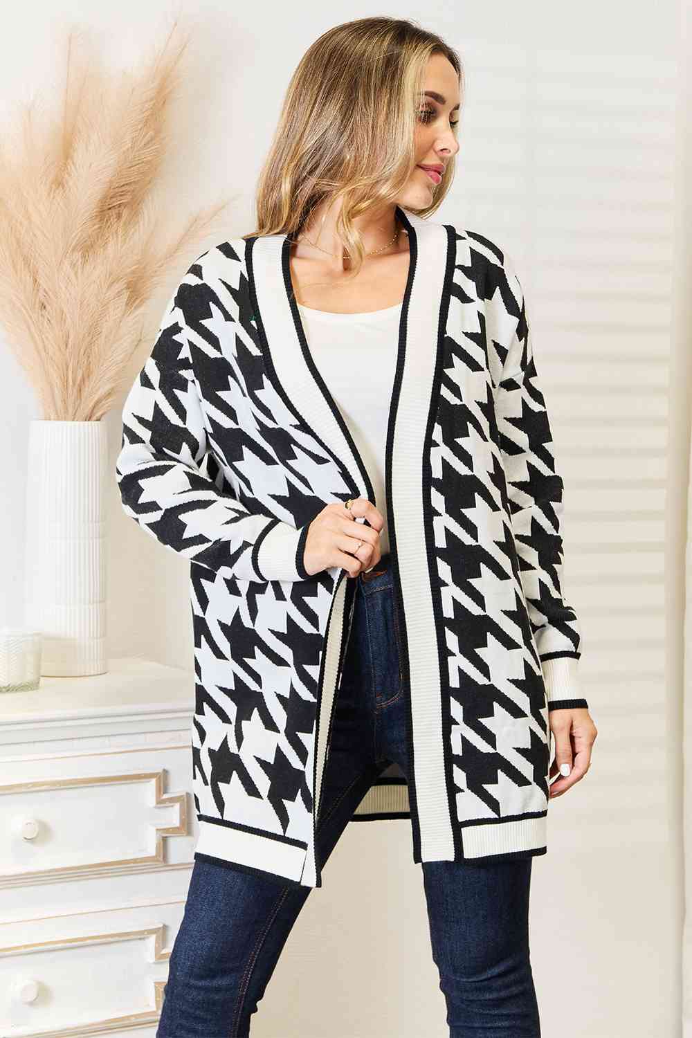 Sarah Houndstooth Longline Cardigan