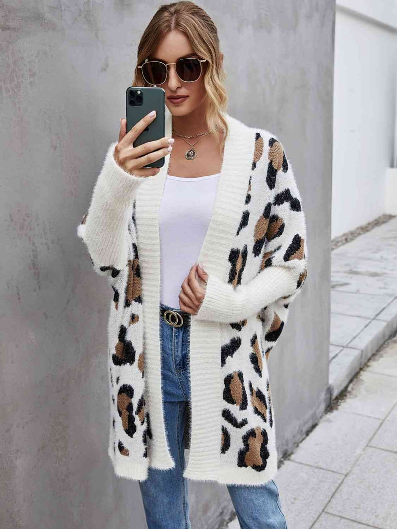 Fran Leopard Pattern Fuzzy Cardigan