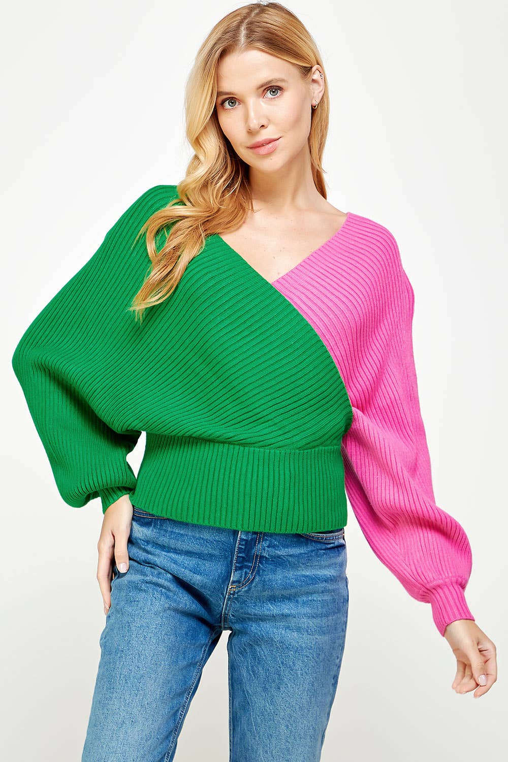 Color Block Wrap Surplice Sweater - Zen Boutique : Designs For A Lifetime